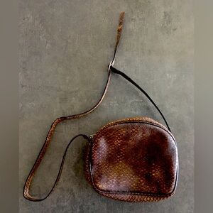 Salvatore Ferragamo snake skin brown leather bag